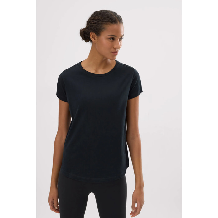 T-shirt basico in cotone stile sportivo nero