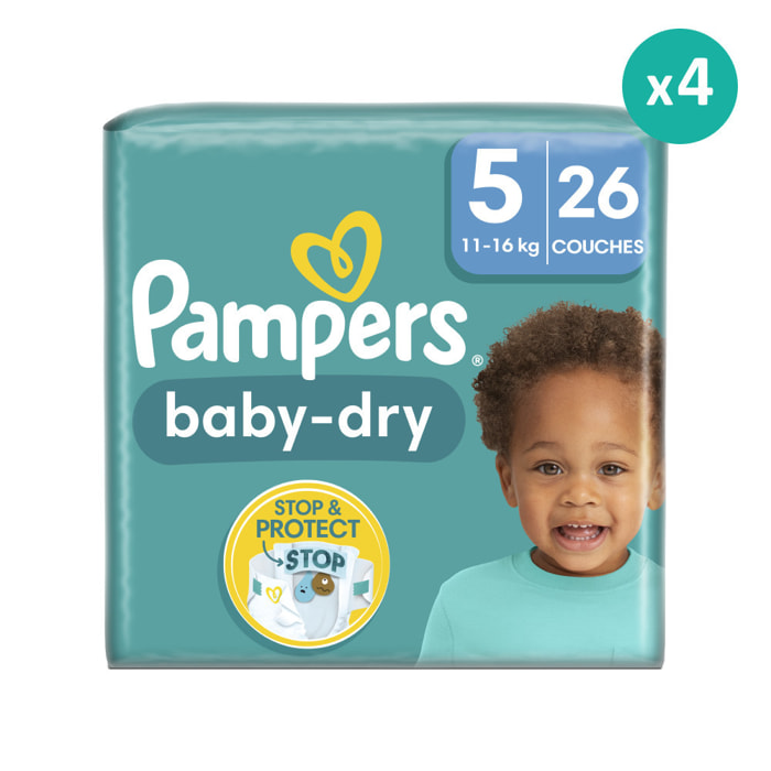 4x26 Couches Baby Dry Taille 5, Pampers