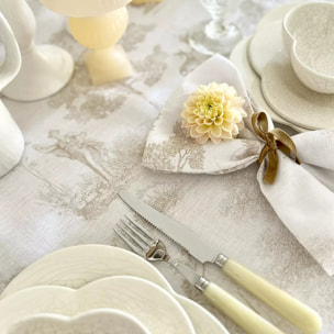 Serviette pur lin 165 g/m² imprimé beige Poesie naturel