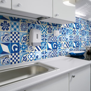 Stickers muraux - Sticker Mural Carrelage adhésif Cuisine Salle de Bain - 30 STICKERS CARRELAGES AZULEJOS PASCALINIA