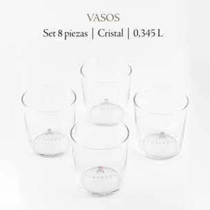 Set de 8 vasos de agua 35cl cristal scalpers home