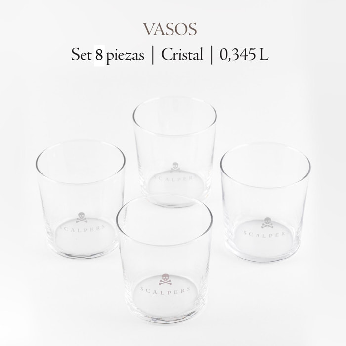 Set de 8 vasos de agua 35cl cristal scalpers home