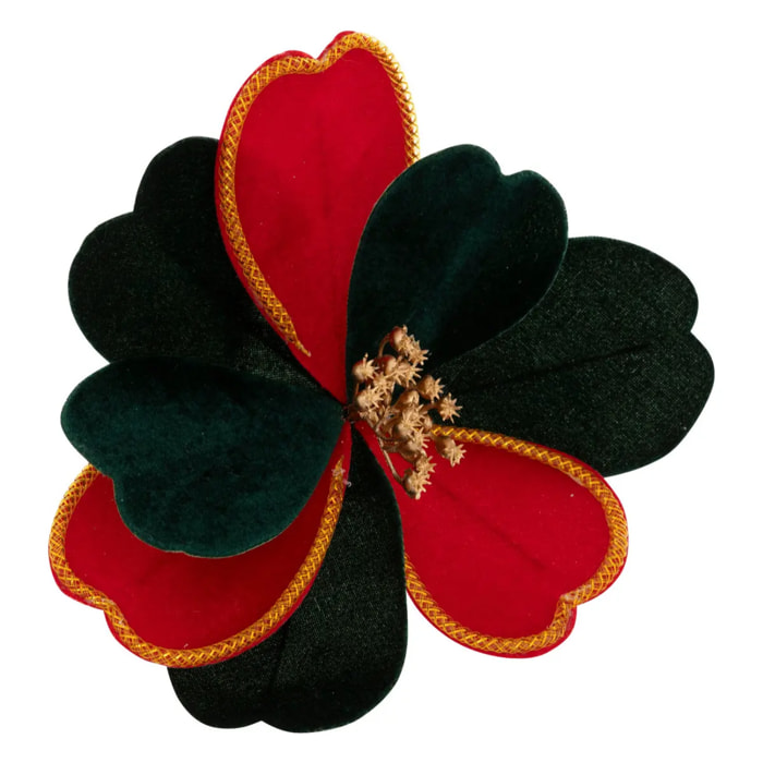 Sujet magnolia H.22cm rouge et vert