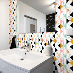 Stickers muraux - Sticker Mural Carrelage adhésif Cuisine Salle de Bain - 24 STICKERS CARREAUX DE CIMENT EFFET MARBRÉ LUXE