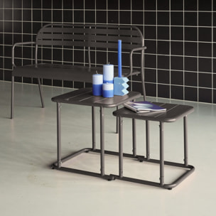 Table gigogne extérieure carrée en acier AMÉLIA