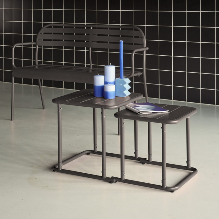 Table gigogne extérieure carrée en acier AMÉLIA