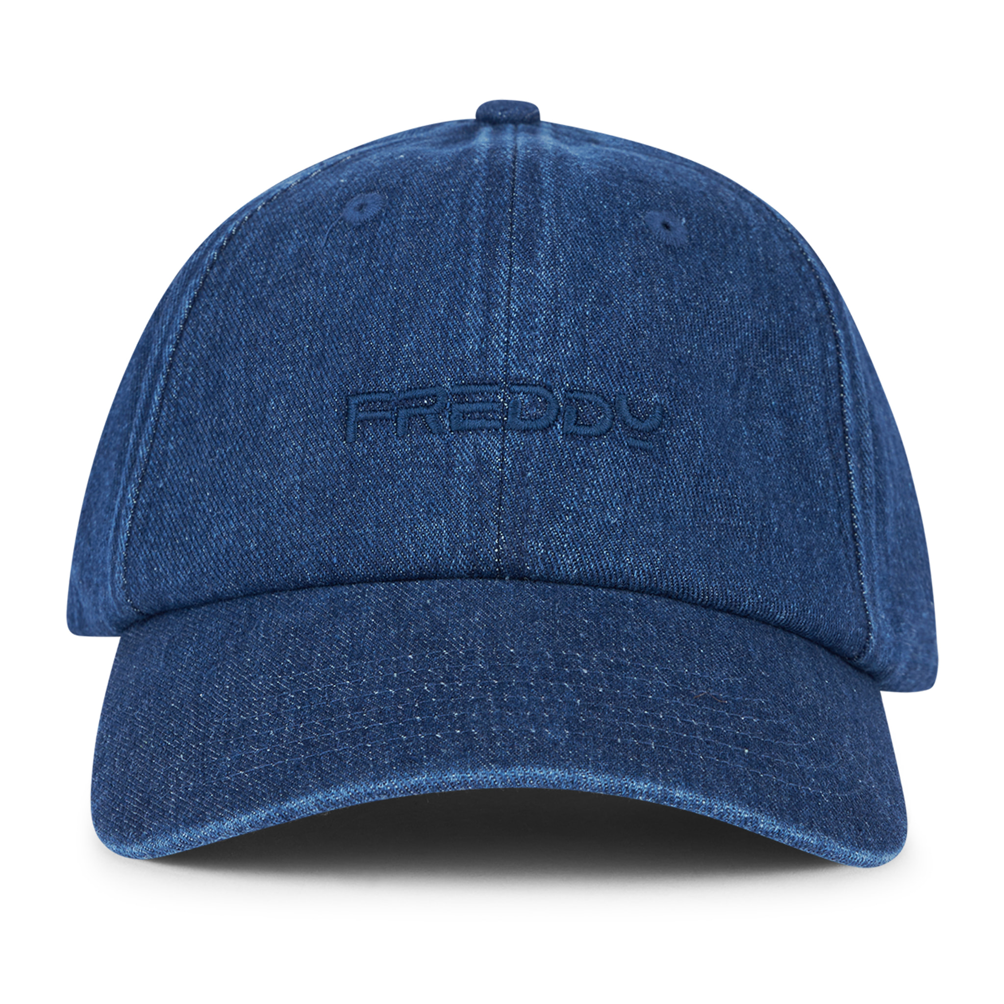 Cappellino da baseball in denim con ricamo tono su tono