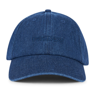 Cappellino da baseball in denim con ricamo tono su tono