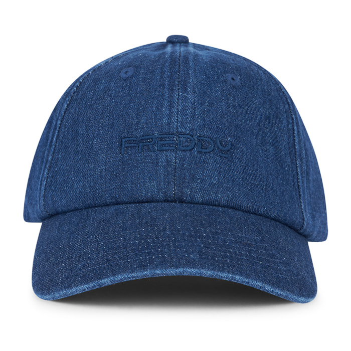 Cappellino da baseball in denim con ricamo tono su tono