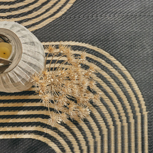 CAPRI - Tapis d'extérieur à motif vague - Noir