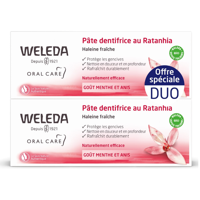 WELEDA - Duo Pâte dentifrice au Ratanhia - 2x75 ml