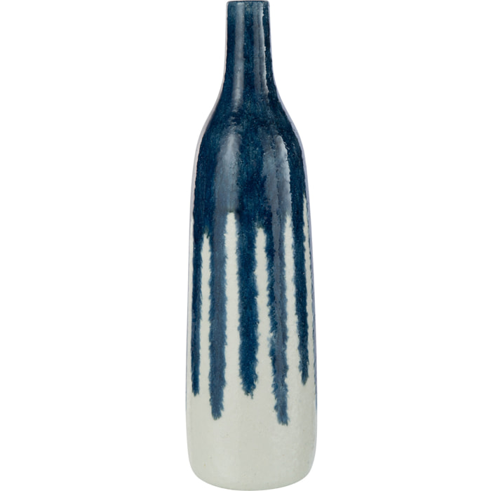 J-Line Vase Peinture Ceramique Blanc/Bleu Medium