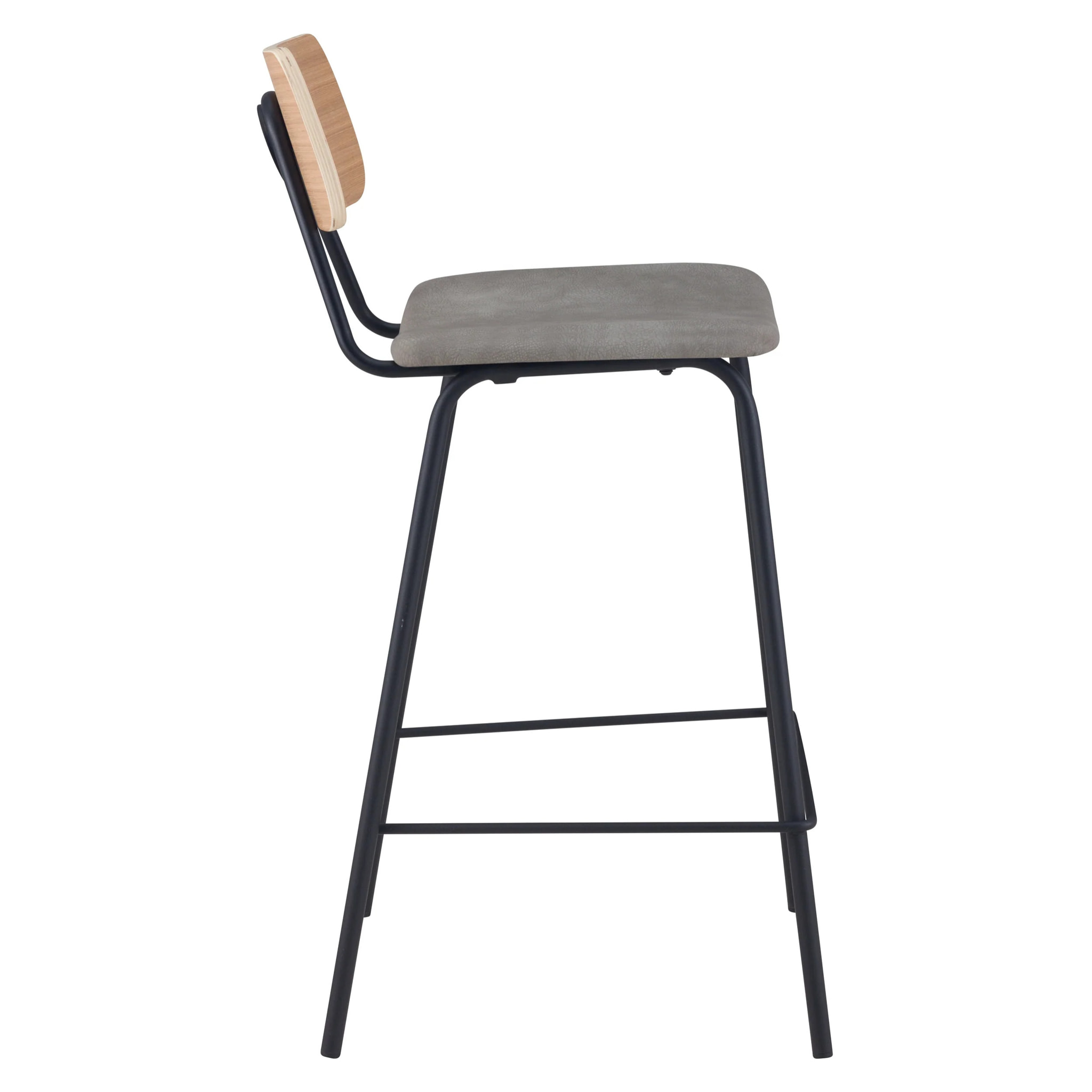 Lot de 2 chaises pour îlot central 65 cm en cuir synthétique gris - Madrague