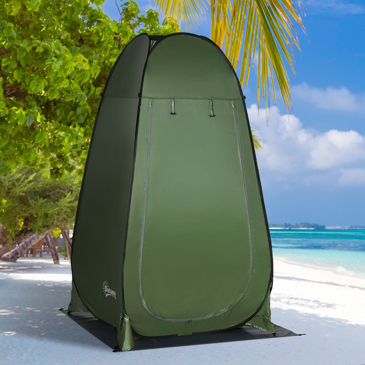 Tienda de Campaña Instantánea Pop-Up Tienda de Ducha Camping Portátil con Gancho Bolsillo Bolsa de Transporte y UV 20+ para Baño Vestuario Cambiador 126x124x189 cm Verde Oliva