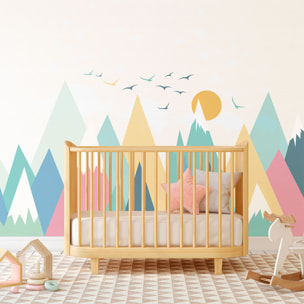 Stickers muraux enfants - Décoration chambre bébé - Autocollant Sticker mural géant enfant montagnes scandinaves NIVKA