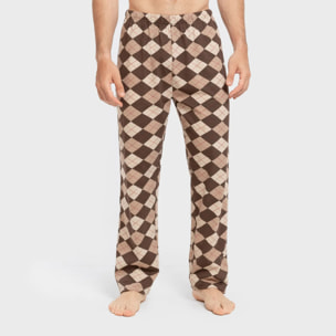 Pijama comprido em algodão para homem olmo castanho escuro mesclado