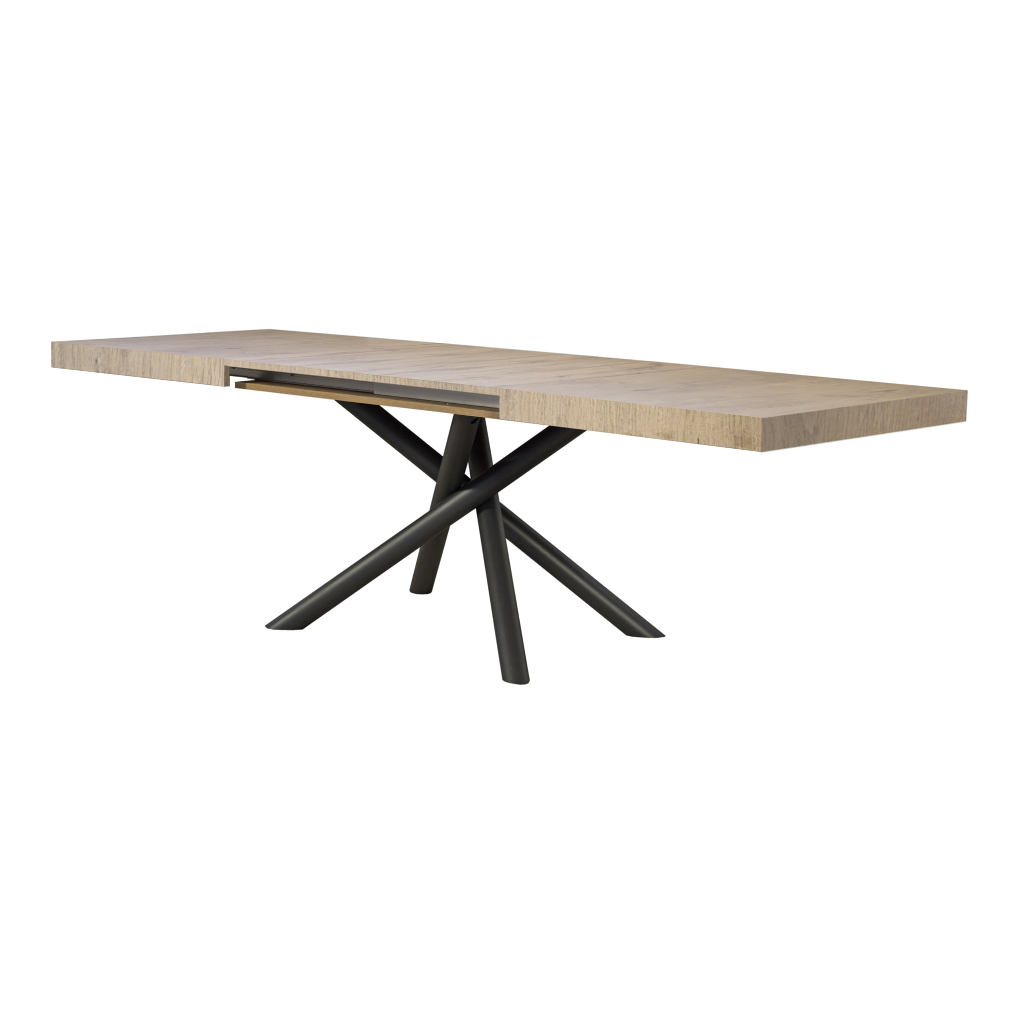 Table extensible 90x140/244 cm Famas Chêne Nature cadre Anthracite