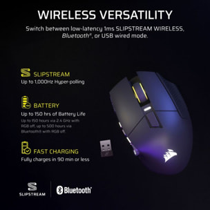 Souris Gamer Sans Fil CORSAIR SCIMITAR ELITE WL SE GUN METAL