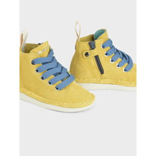 POLACCHINO P01 RAGAZZO IN SUEDE GIALLO-BLU DENIM