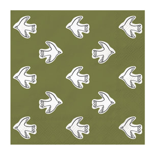 Lot de 20 serviettes en papier motif oiseaux - Kaki
