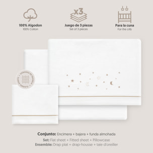 Juego de Sábanas de Cuna Franela Estrellas Luna