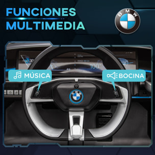 Coche Eléctrico para Niños 37-72 Meses Autorización BMW I4 Coche de Batería 12V con Control Remoto Música MP3 Pantalla Luces y Cinturón de Seguridad 115x67x45 cm Negro