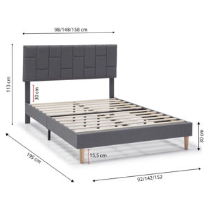 Estructura de Cama tapizada Sorni de 30 cm, 90/135-140/150x190 cm, Gris Oscuro