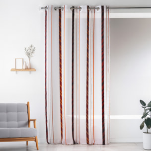 Voilage fantaisie en organza à rayures verticales - Bordeaux