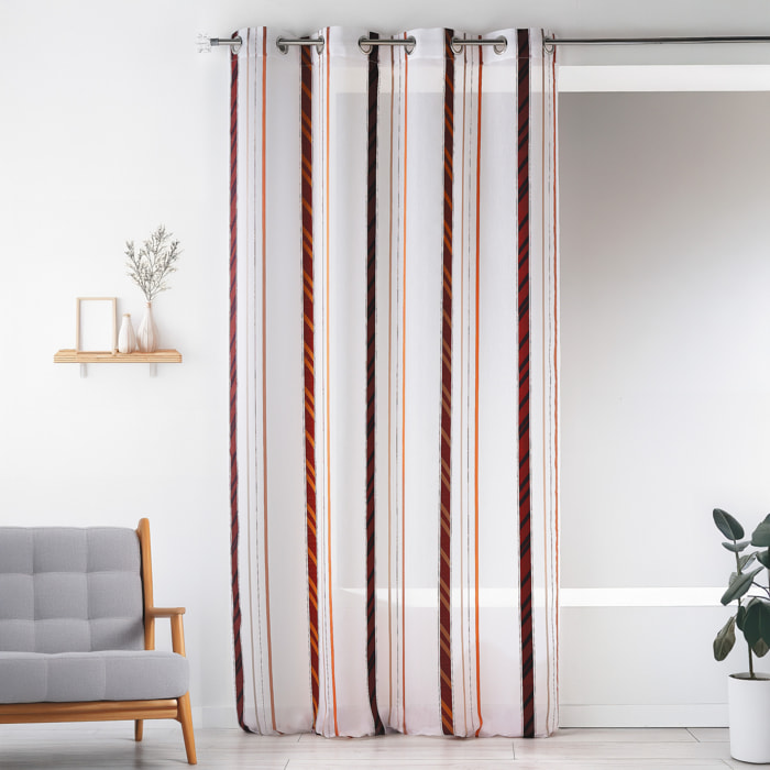 Voilage fantaisie en organza à rayures verticales - Bordeaux