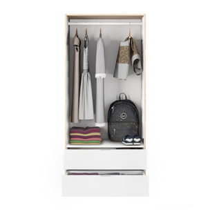 Armario 2 Puertas Y 2 Cajones 181x80x52 Cm Roble Canadian/blanco Artik