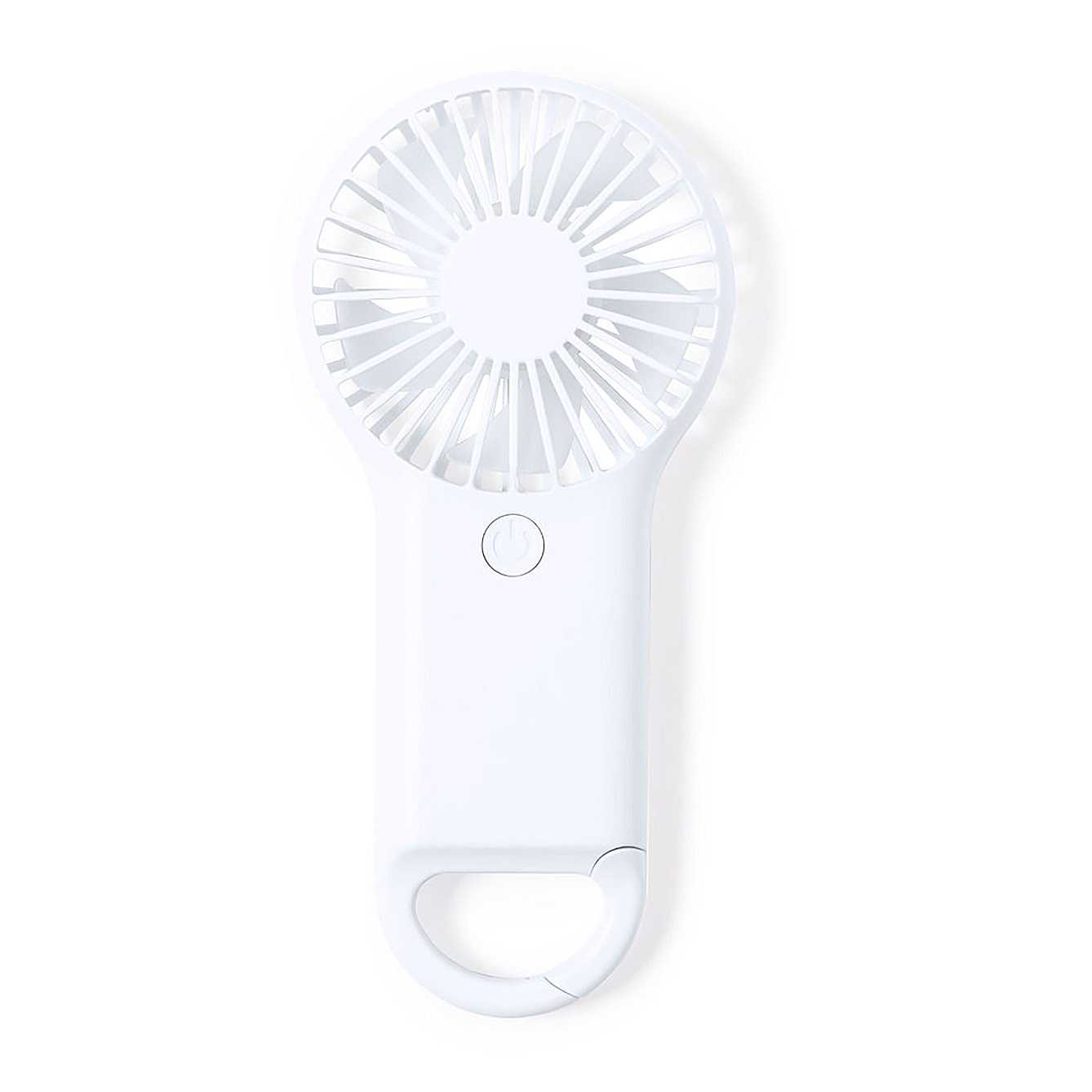 Ventilador portátil con mosquetón integrado y 2 velocidades de uso.