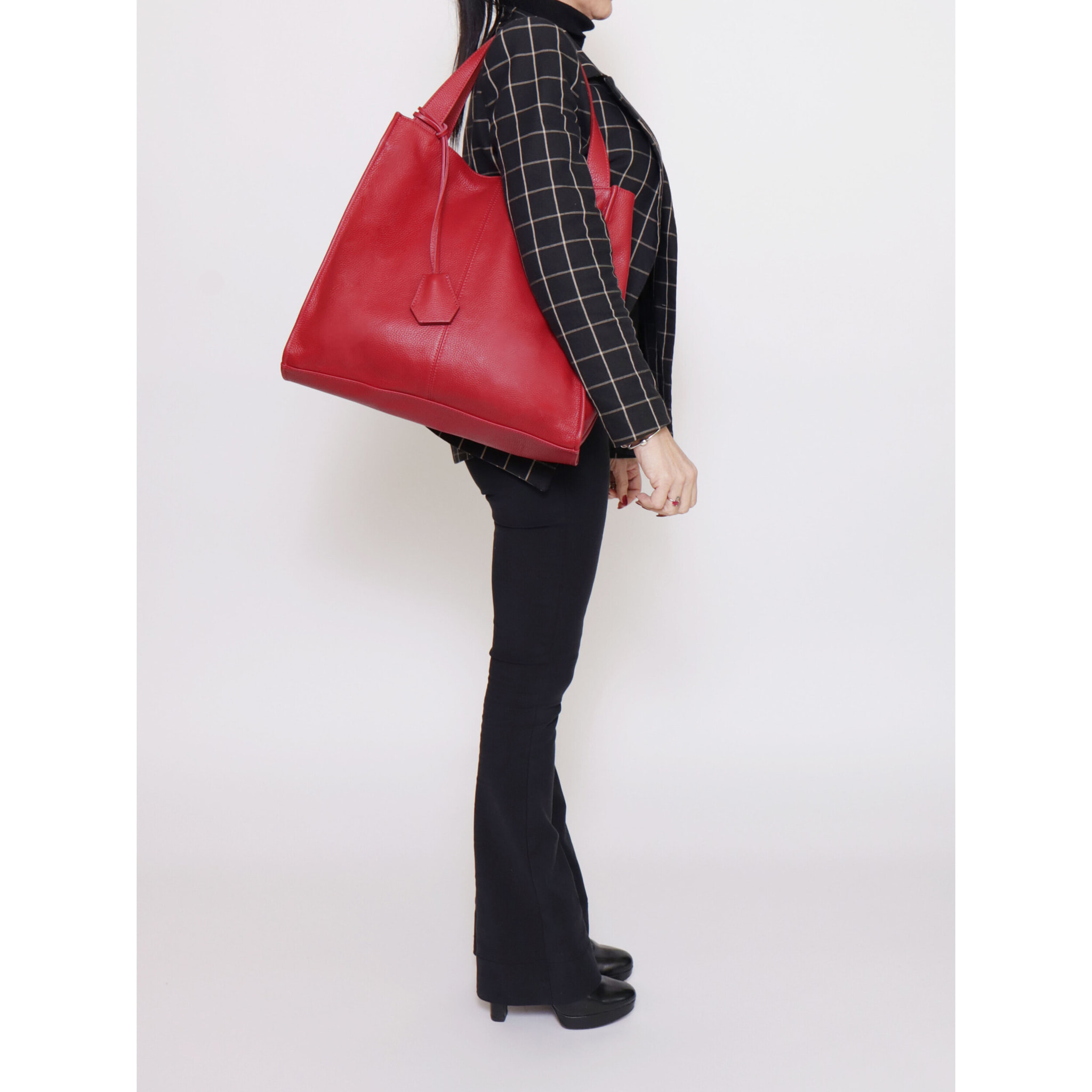 Borsa a spalla da Donna Chiara in Vera Pelle Made in Italy 36x40x12 cm