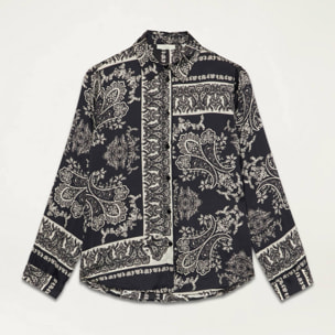 Oltre - Patterned satin shirt - Negro