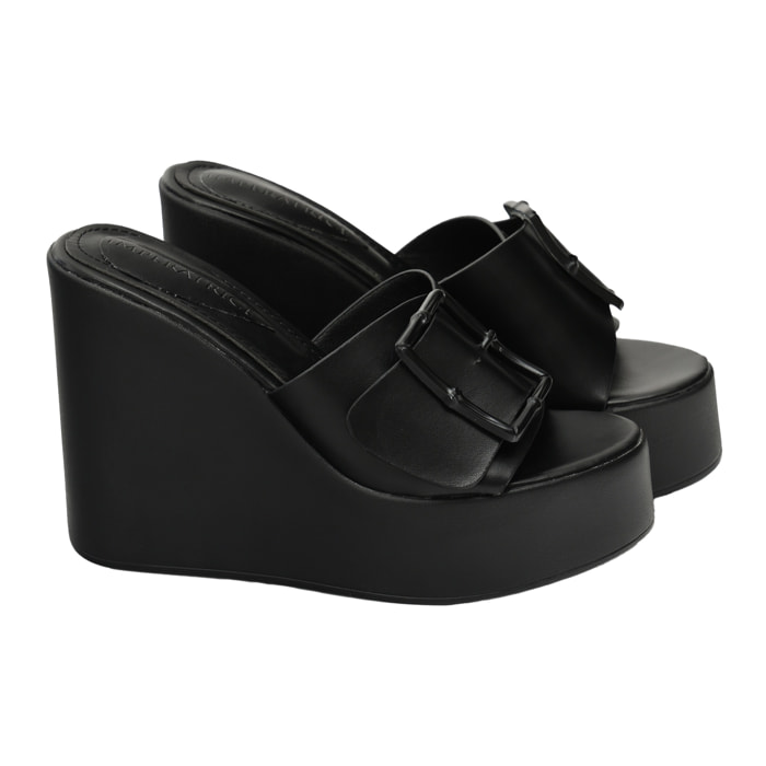 Ciabatta con zeppa - tacco 12,5 cm - plateaux 4,5 cm