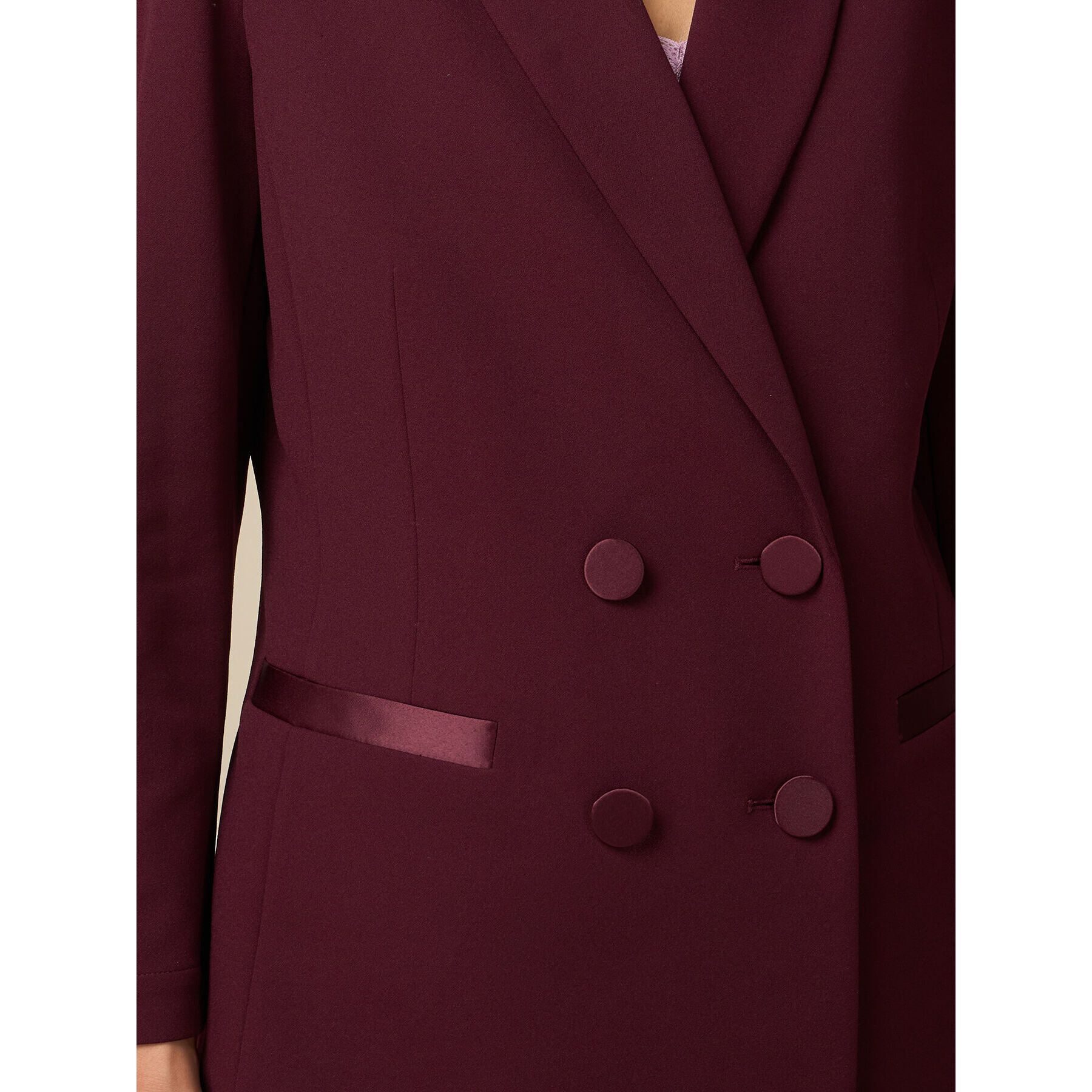 Oltre - Double-breasted blazer with satin details - Burgundy