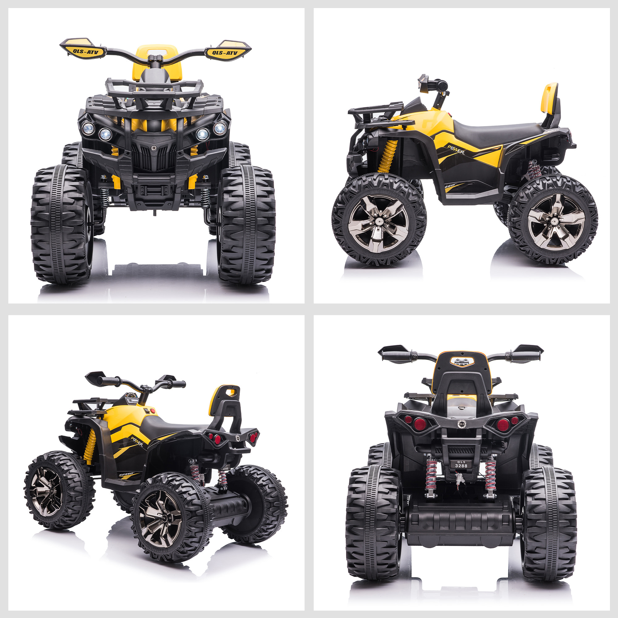 Quad Eléctrico Niños +3 Años 12V con Faros Música Suspensión Retroceso Amarillo