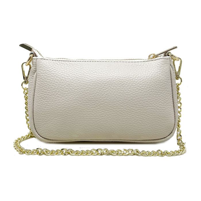 Chicca Borse - Tracollina Clutch Donna in Vera Pelle - Colore Beige