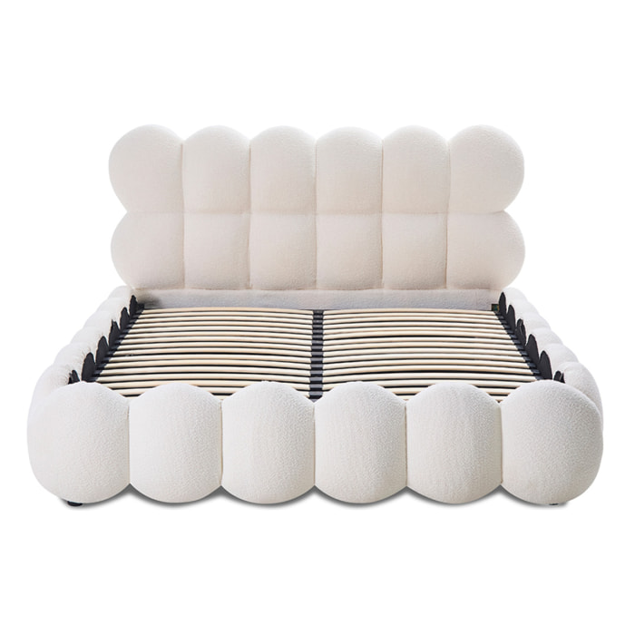 Lit coffre laine bouclée blanche