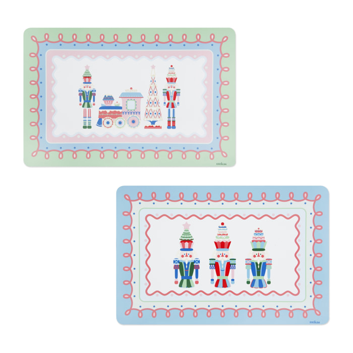Set de 6 sets de table rectangulaires Excelsa – Xmas Sweet Pastels, Polypropylène multicolore