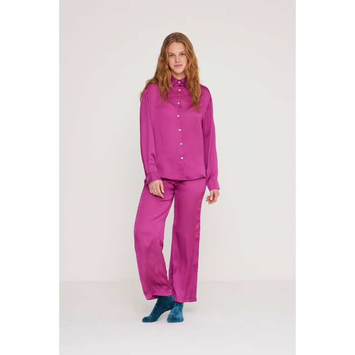 Pigiama donna florencia in raso con collo camicia Noidinotte