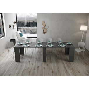 Consola extensible 90x48/296 cm Bakari antracita espatulado extensiones internas