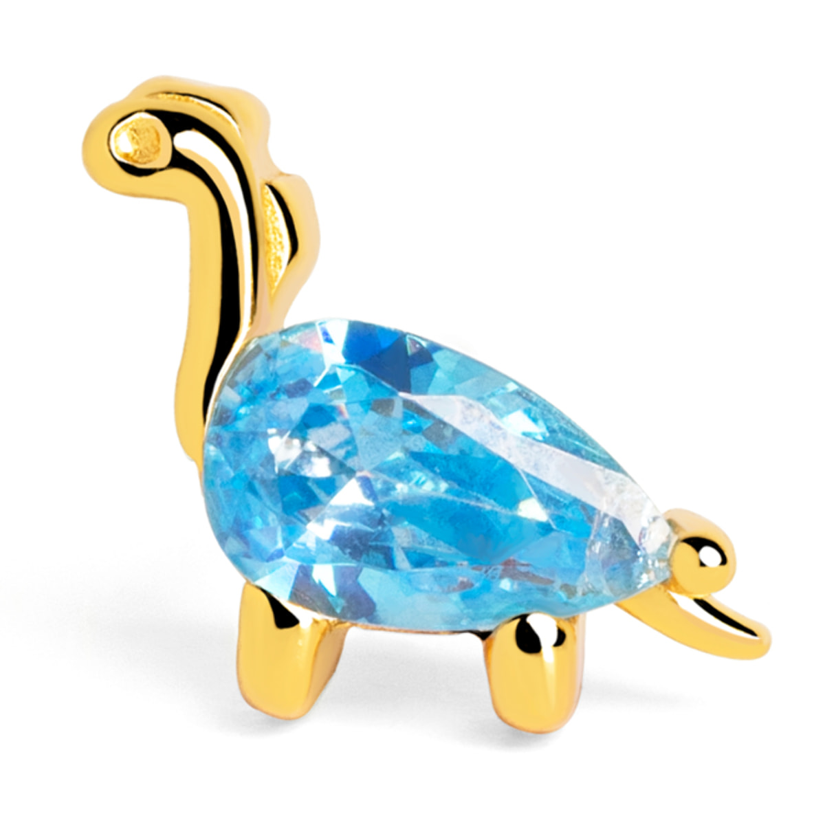 Orecchino Singolo Dino Brontosaurus Sky Argento Placcato Oro