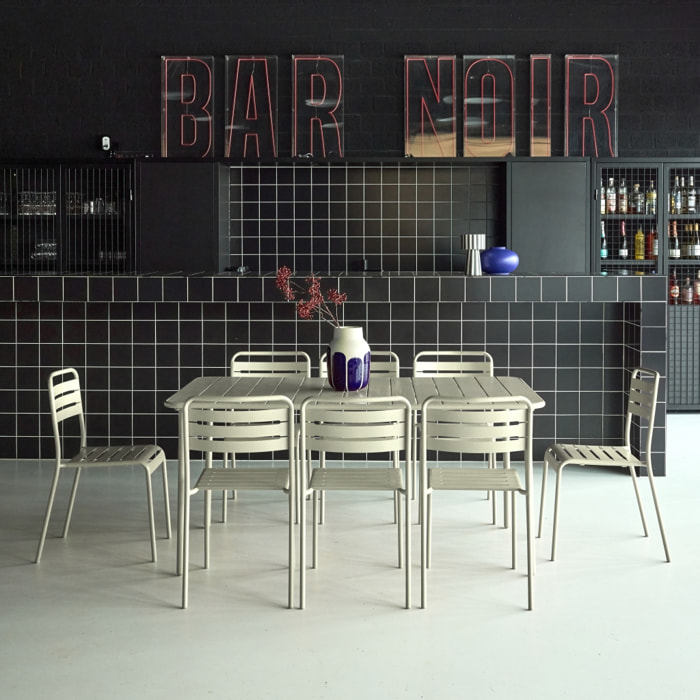 Table de jardin métal + 8 assises AMÉLIA