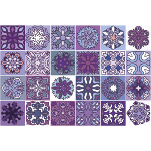 Stickers muraux - Sticker Mural Carrelage adhésif Cuisine Salle de Bain - 24 STICKERS CARRELAGES AZULEJOS TRIKALA