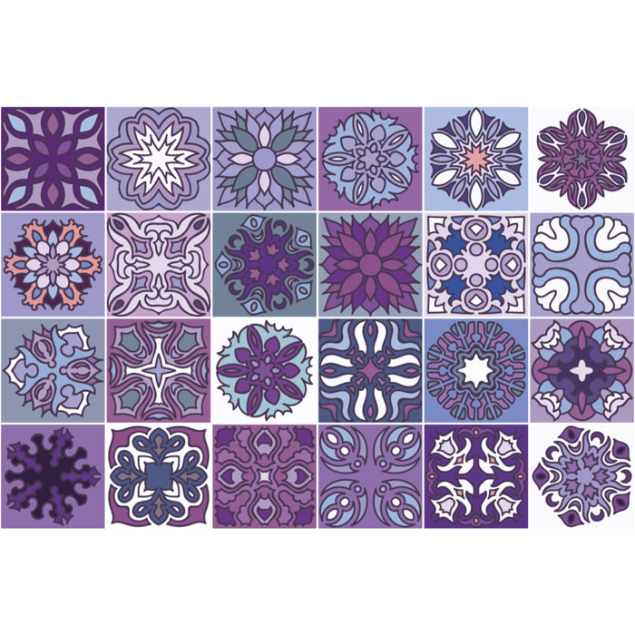 Stickers muraux - Sticker Mural Carrelage adhésif Cuisine Salle de Bain - 24 STICKERS CARRELAGES AZULEJOS TRIKALA