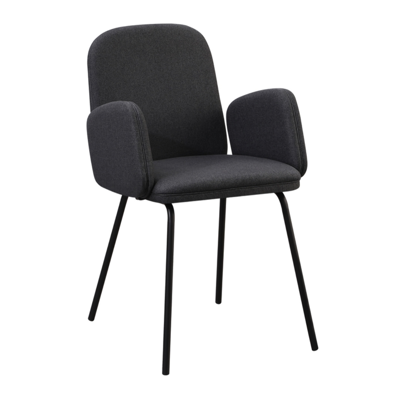 Coppia di sedie con braccioli in tessuto grigio scuro - Kendal