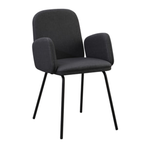 Coppia di sedie con braccioli in tessuto grigio scuro - Kendal