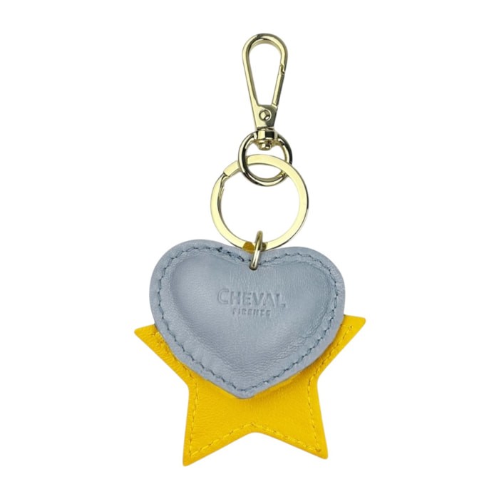 Portachiavi cuore celeste Cheval Firenze stella gialla