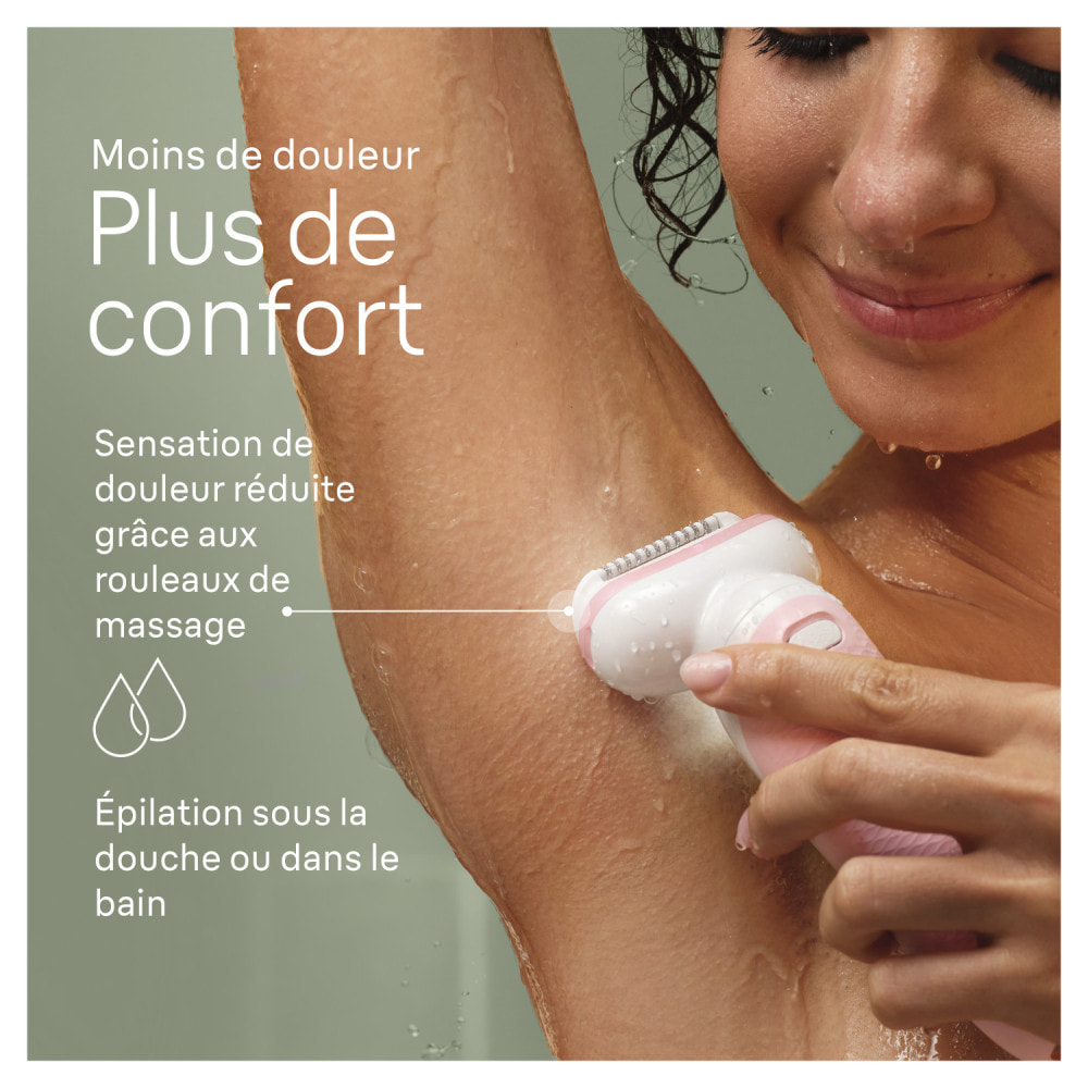 Braun Épilateur Silk-épil 9 - Avec Tête De Rasoir Pour Femmes Et Sabot Tondeuse - Blanc/Rose