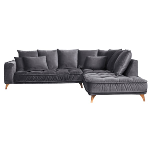 Canapé d'Angle Droit Velours Altamo, 4 Places, Housse Déhoussable, Style Scandinave
